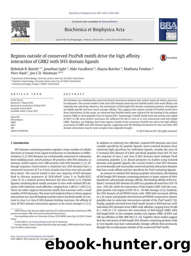 Regions outside of conserved PxxPxR motifs drive the high affinity interaction of GRB2 with SH3 domain ligands by unknow