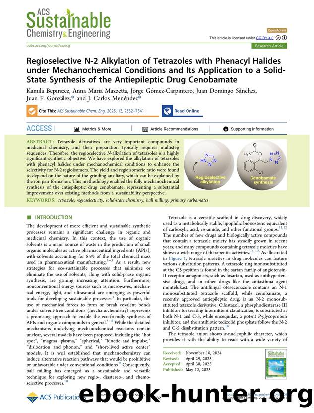 Regioselective N-2 Alkylation of Tetrazoles with Phenacyl Halides under Mechanochemical Conditions and Its Application to a Solid-State Synthesis of the Antiepileptic Drug Cenobamate by unknow