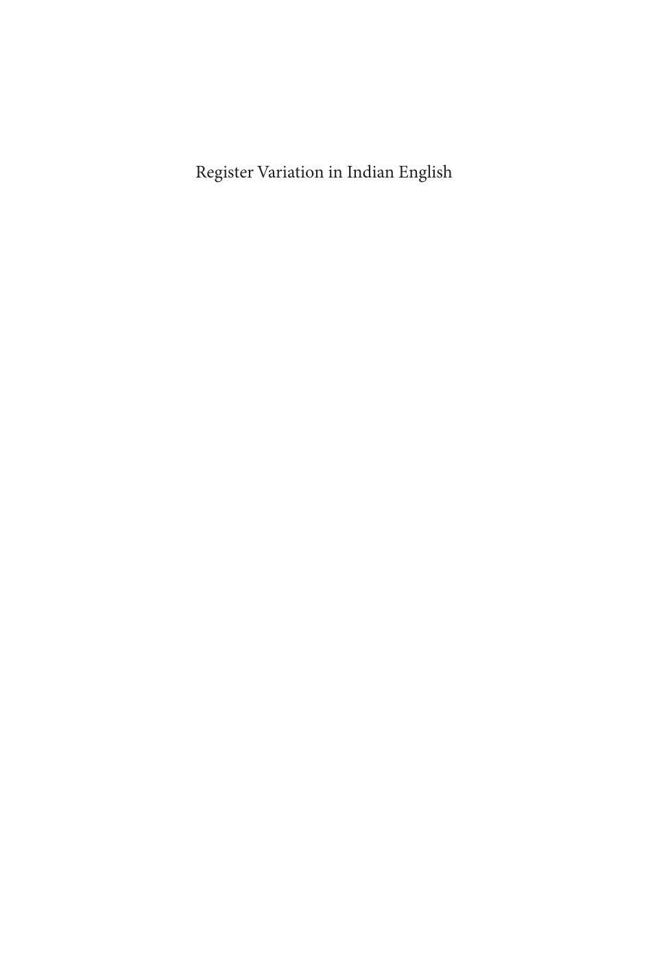 Register Variation in Indian English by Chandrika Balasubramanian