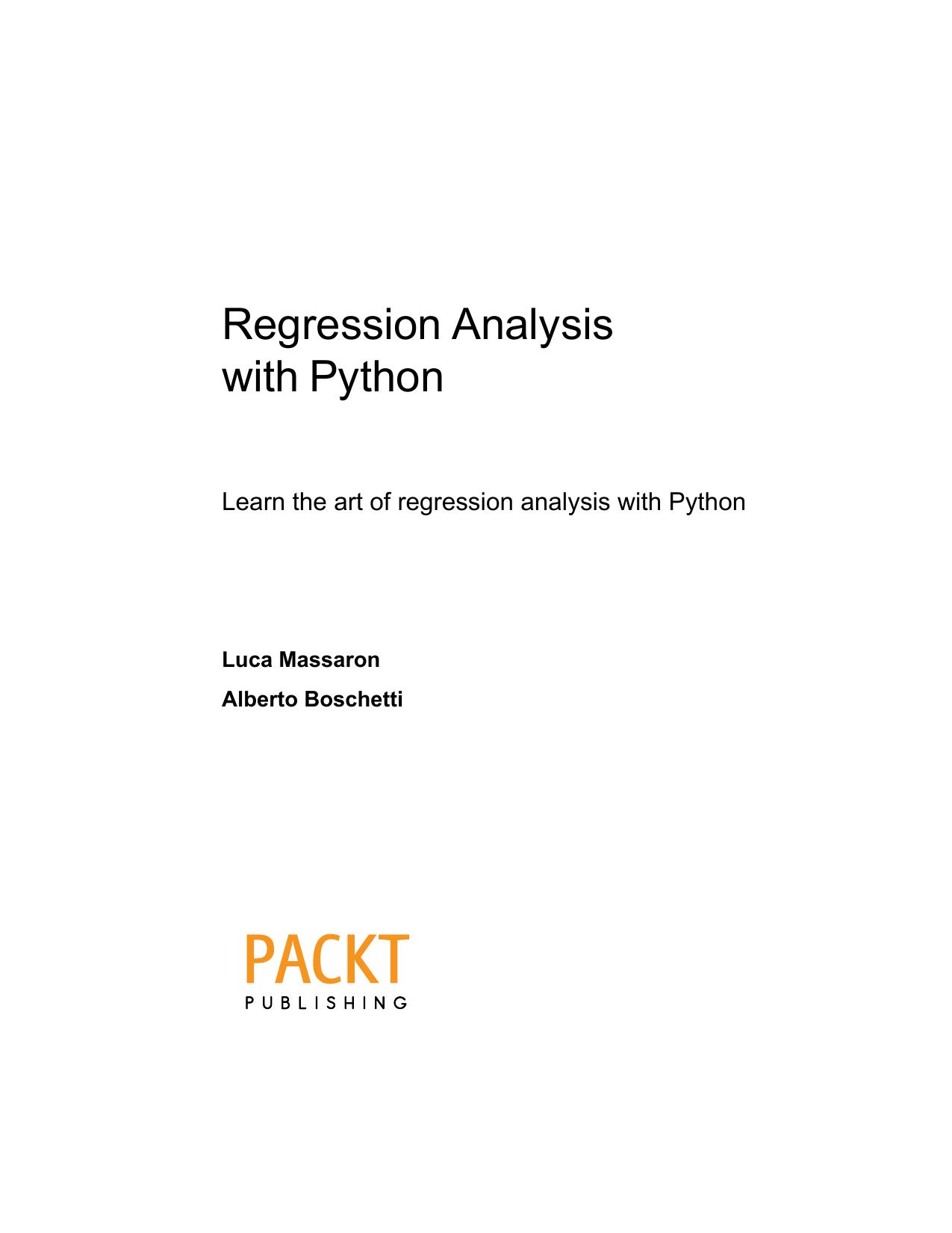 Regression Analysis with Python by Luca Massaron Alberto Boschetti