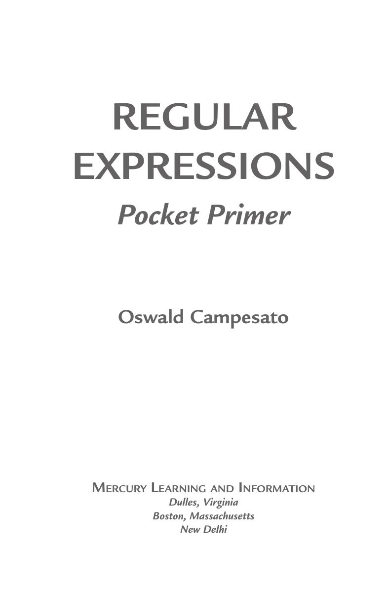 Regular Expressions Pocket Primer by Oswald Campesato