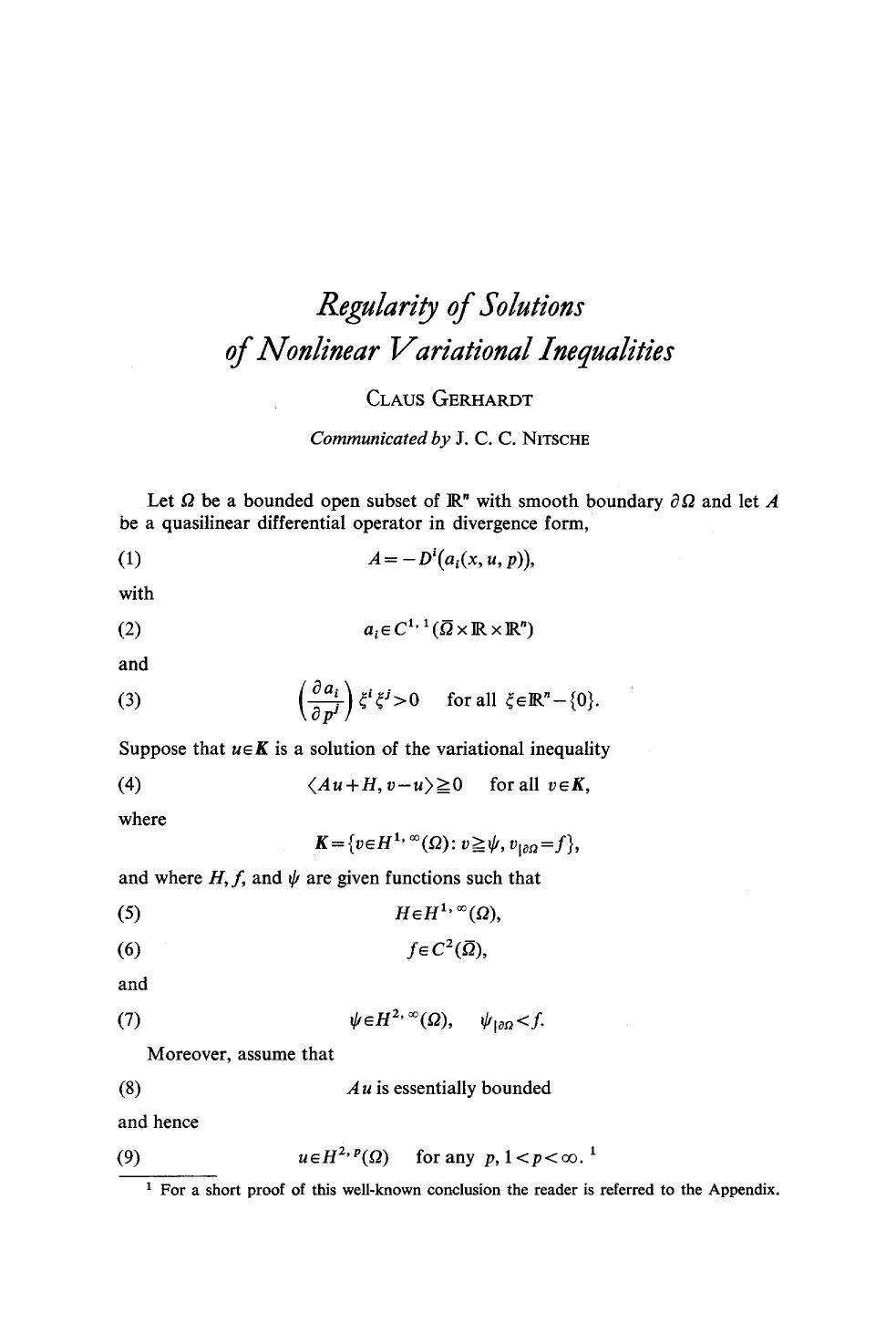 Regularity of solutions of nonlinear variational inequalities by Unknown
