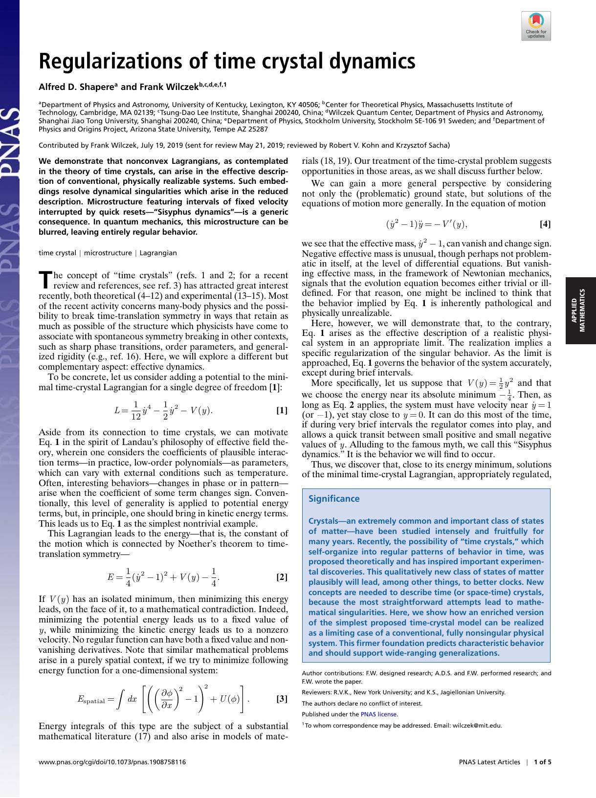 Regularizations of time crystal dynamics by Unknown