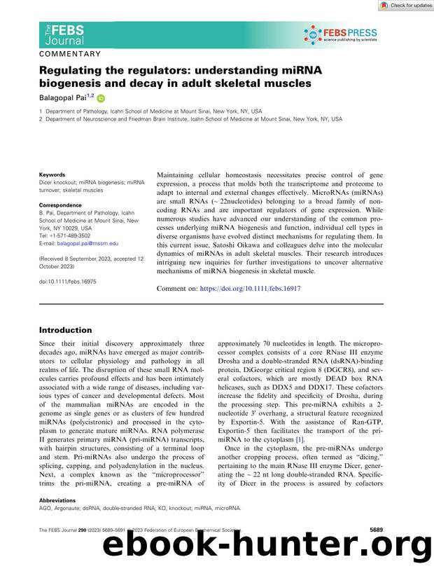 Regulating the regulators: understanding miRNA biogenesis and decay in adult skeletal muscles by Unknown