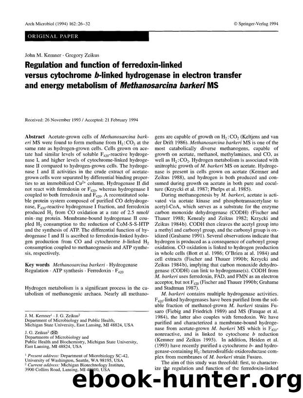 Regulation and function of ferredoxin-linked versus cytochrome <Emphasis Type="Italic">b<Emphasis>-linked hydrogenase in electron transfer and energy metabolism of <Emphasis Type=" by Unknown
