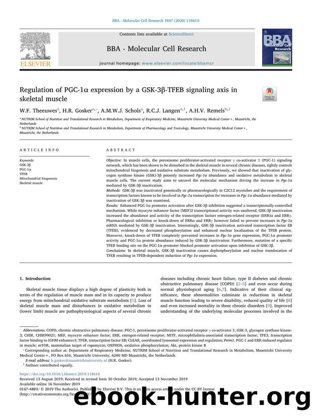 Regulation of PGC-1Î± expression by a GSK-3Î²-TFEB signaling axis in skeletal muscle by W.F. Theeuwes & H.R. Gosker & A.M.W.J. Schols & R.C.J. Langen & A.H.V. Remels