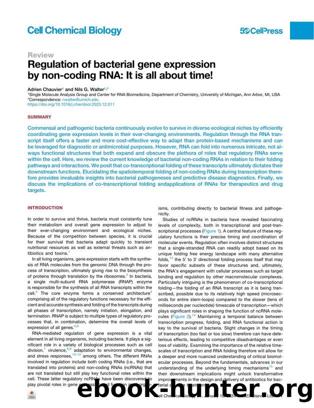 Regulation of bacterial gene expression by non-coding RNA: It is all about time! by Adrien Chauvier & Nils G. Walter