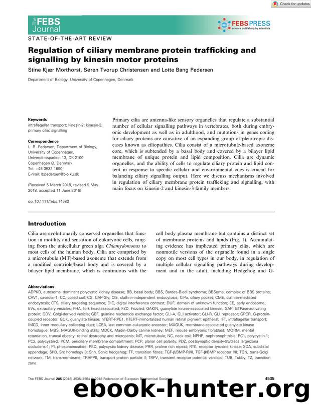 Regulation of ciliary membrane protein trafficking and signalling by kinesin motor proteins by Unknown