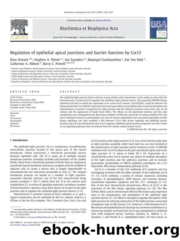 Regulation of epithelial apical junctions and barrier function by GÎ±13 by unknow