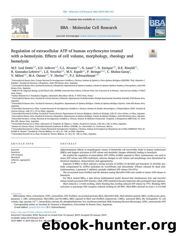 Regulation of extracellular ATP of human erythrocytes treated with Î±-hemolysin. Effects of cell volume, morphology, rheology and hemolysis by unknow
