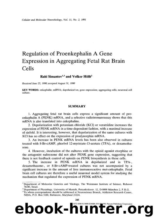 Regulation of proenkephalin A gene expression in aggregating fetal rat brain cells by Unknown