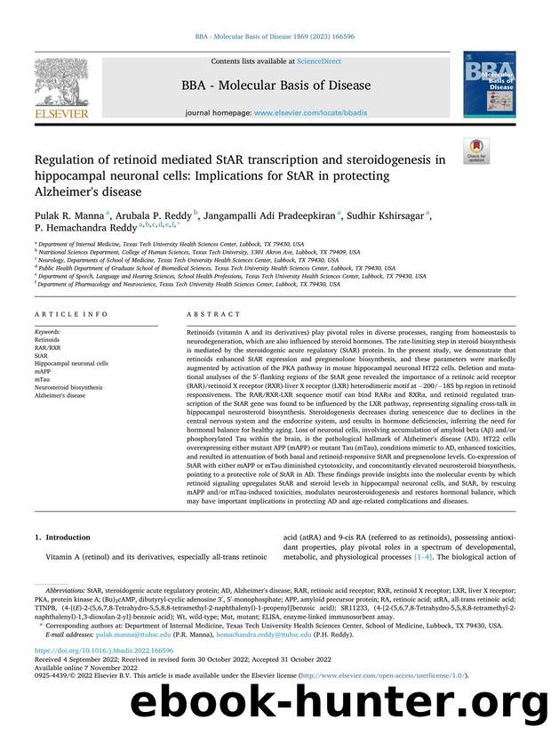 Regulation of retinoid mediated StAR transcription and steroidogenesis in hippocampal neuronal cells: Implications for StAR in protecting Alzheimer's disease by unknow