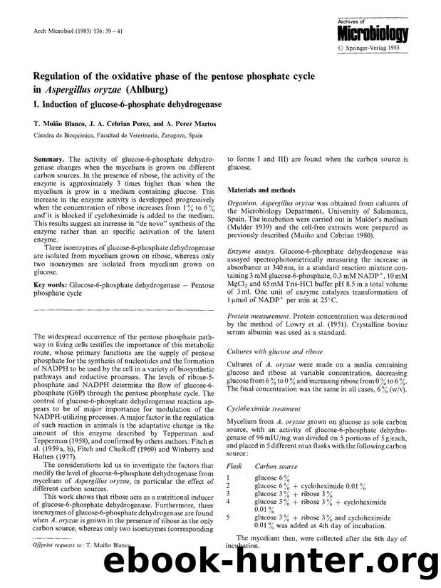 Regulation of the oxidative phase of the pentose phosphate cycle in <Emphasis Type="Italic">Aspergillus oryzae<Emphasis> (Ahlburg) by Unknown