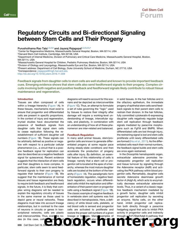 Regulatory Circuits and Bi-directional Signaling between Stem Cells and Their Progeny by Purushothama Rao Tata & Jayaraj Rajagopal