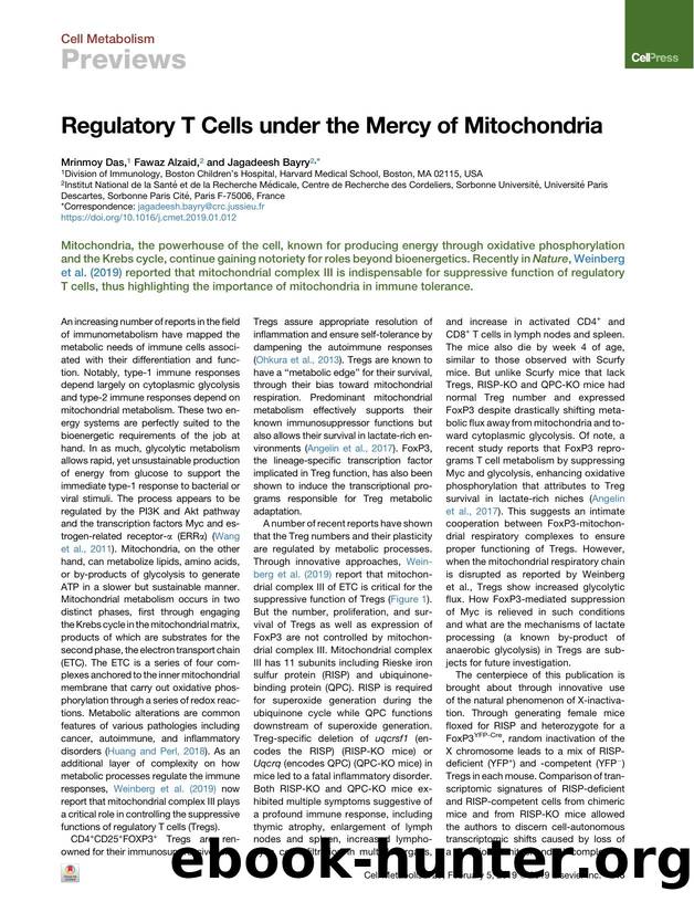 Regulatory T Cells under the Mercy of Mitochondria by Mrinmoy Das & Fawaz Alzaid & Jagadeesh Bayry