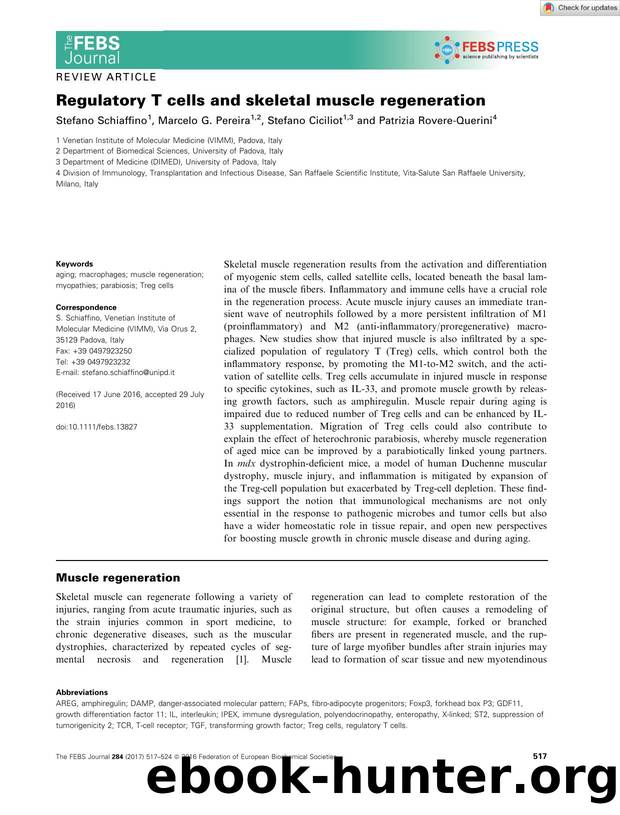 Regulatory T cells and skeletal muscle regeneration by Unknown