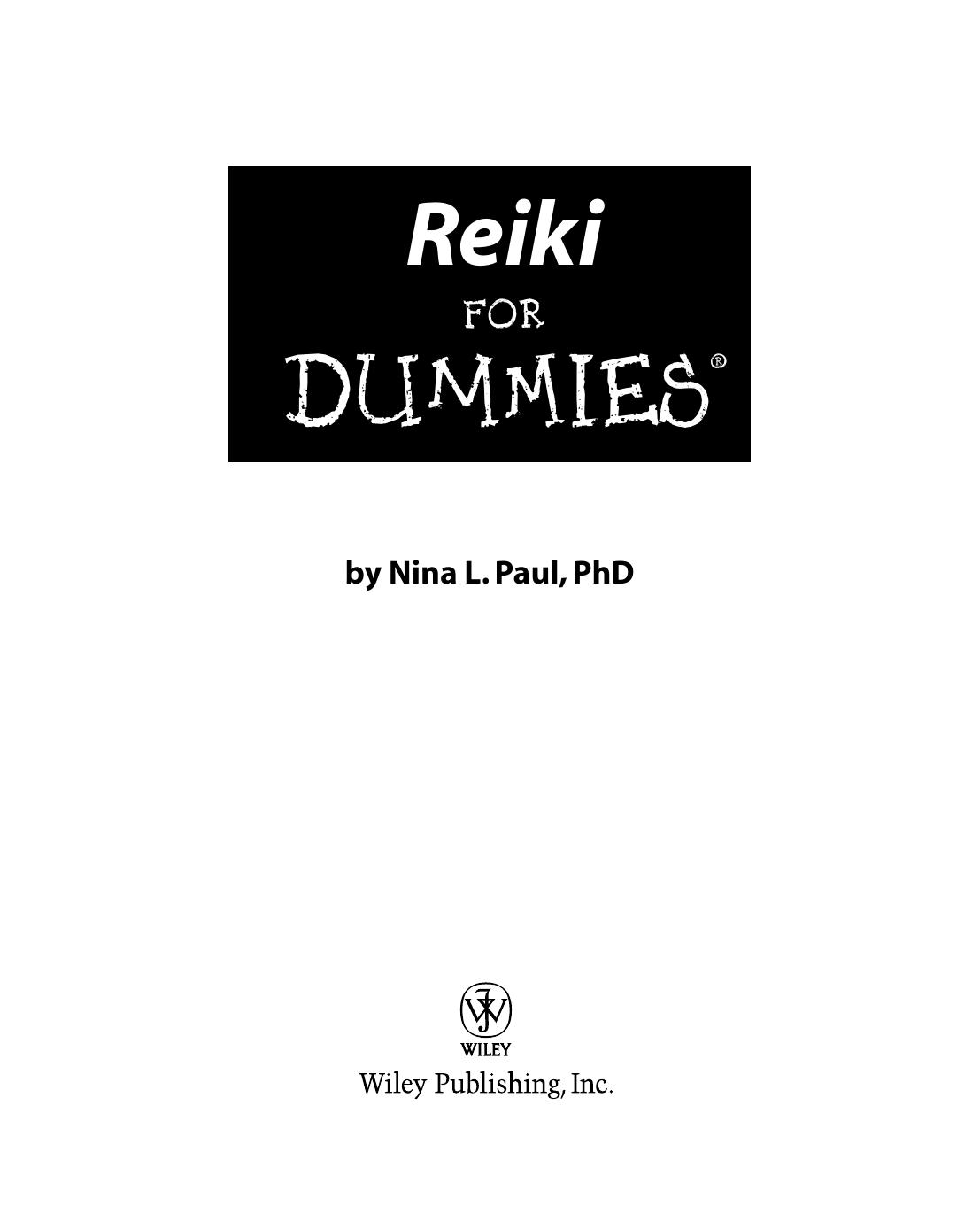 Reiki For Dummies by Nina L. Paul
