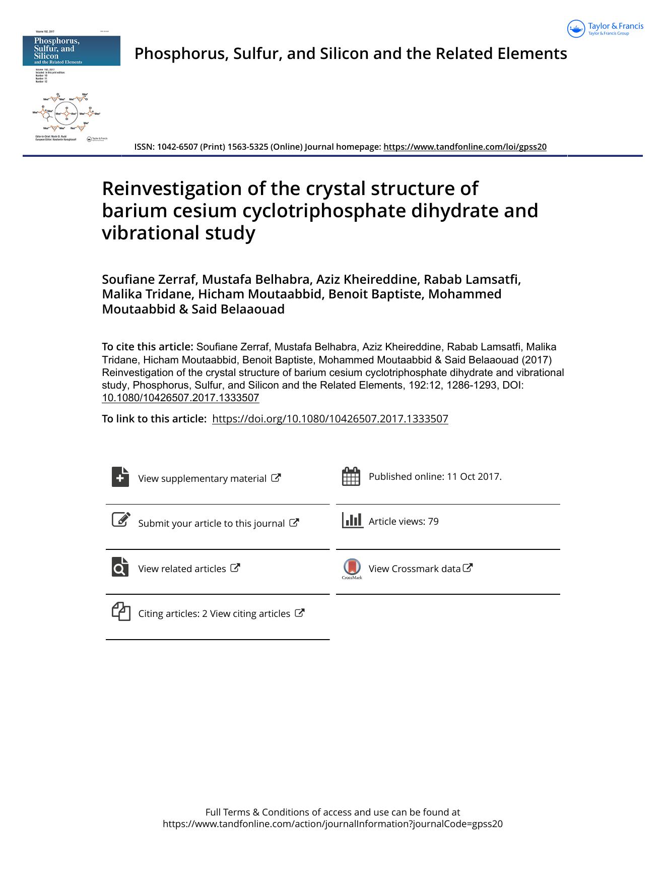 Reinvestigation of the crystal structure of barium cesium cyclotriphosphate dihydrate and vibrational study by unknow