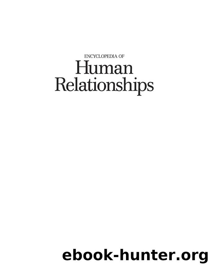 Reis Sprecher Encyclopedia Of Human Relationships Vol 3 Sage by Unknown