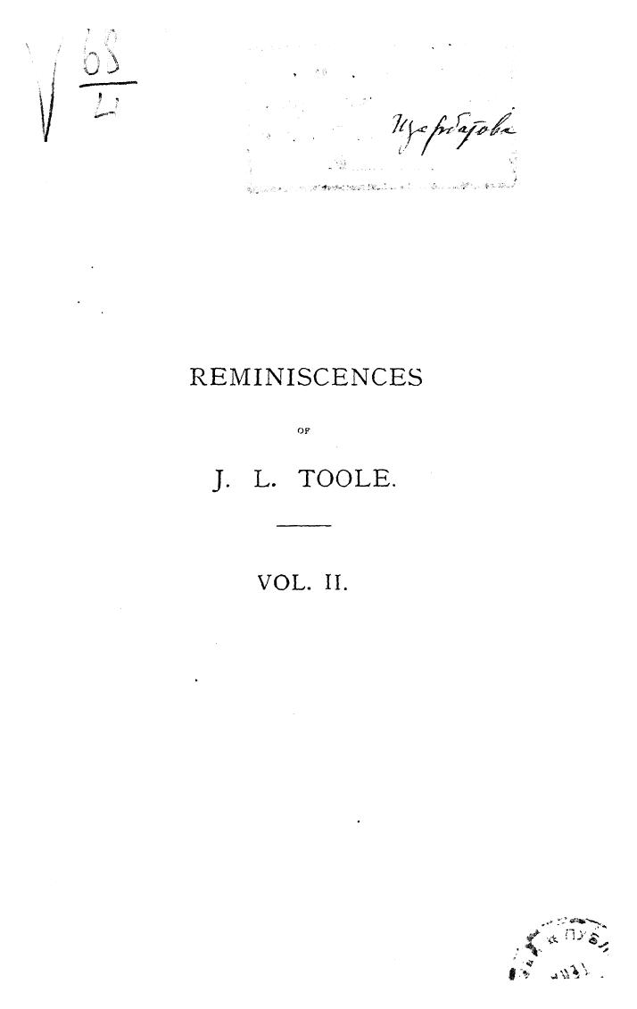 Related BY Himself, AND Chronicled BY Joseph Hatton - Reminiscences of j.l. toole  . vol. 2 by 1889