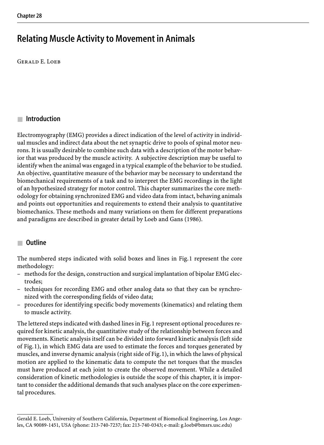 Relating Muscle Activity to Movement in Animals by Gerald E. Loeb