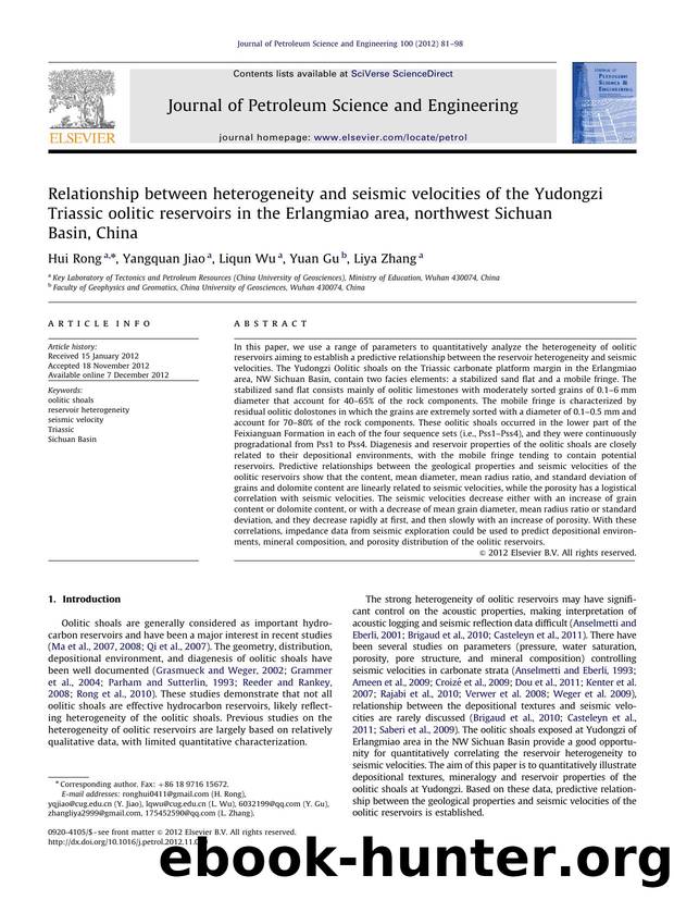 Relationship between heterogeneity and seismic velocities of the Yudongzi Triassic oolitic reservoirs in the Erlangmiao area, northwest Sichuan Basin, China by Hui Rong & Yangquan Jiao & Liqun Wu & Yuan Gu & Liya Zhang