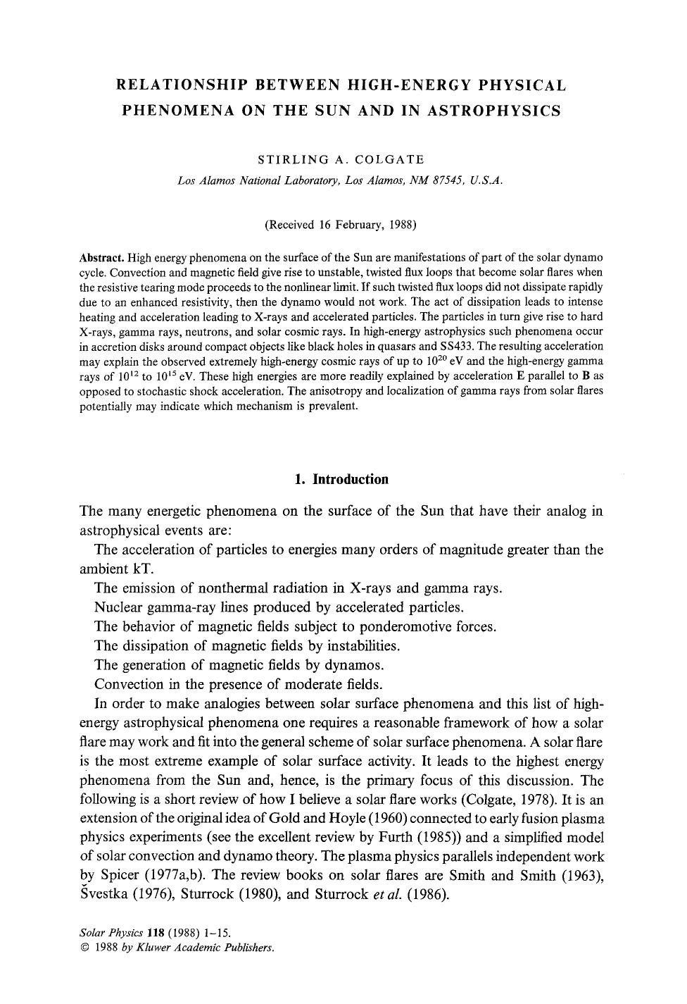 Relationship between high-energy physical phenomena on the sun and in astrophysics by Unknown