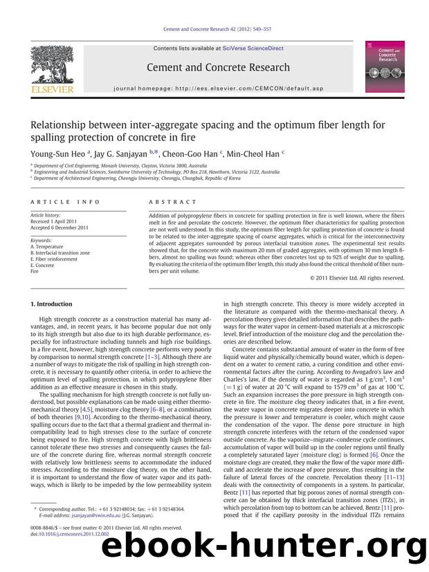 Relationship between inter-aggregate spacing and the optimum fiber length for spalling protection of concrete in fire by Young-Sun Heo & Jay G. Sanjayan & Cheon-Goo Han & Min-Cheol Han