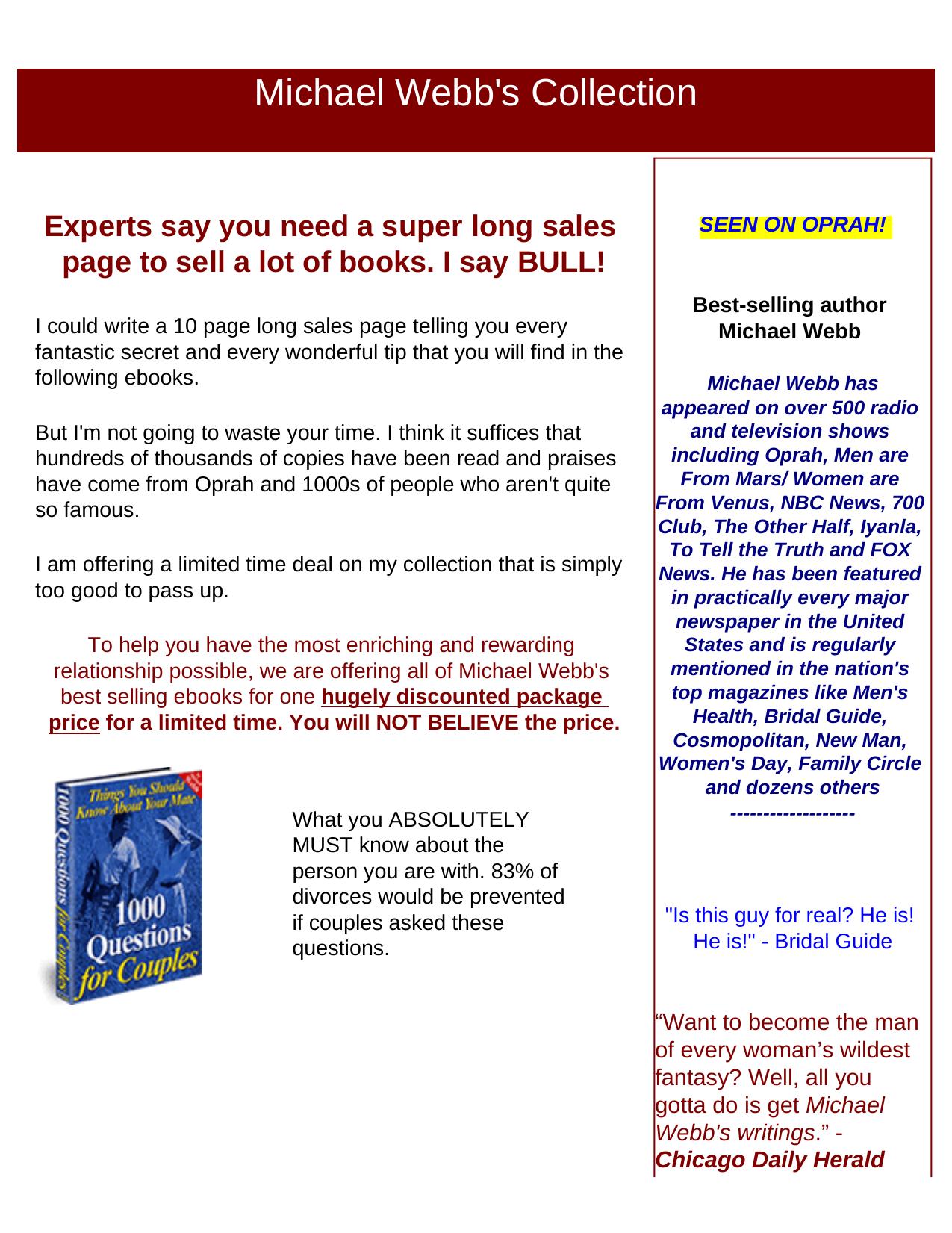 Relationship eBook Collection - 1000 Questions For Couples, 100 Great Sex Games For Couples, 500 Lovemaking Tips & Secrets, & More by 1000 Questions For Couples 100 Great Sex Games For Couples 500 Lovemaking Tips & Secrets & More