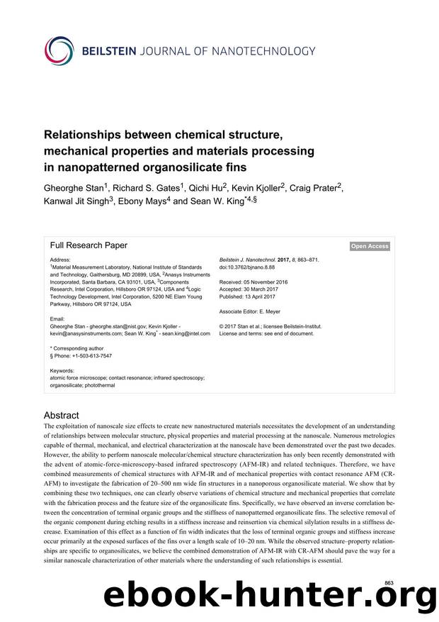 Relationships between chemical structure, mechanical properties and materials processing in nanopatterned organosilicate fins by unknow