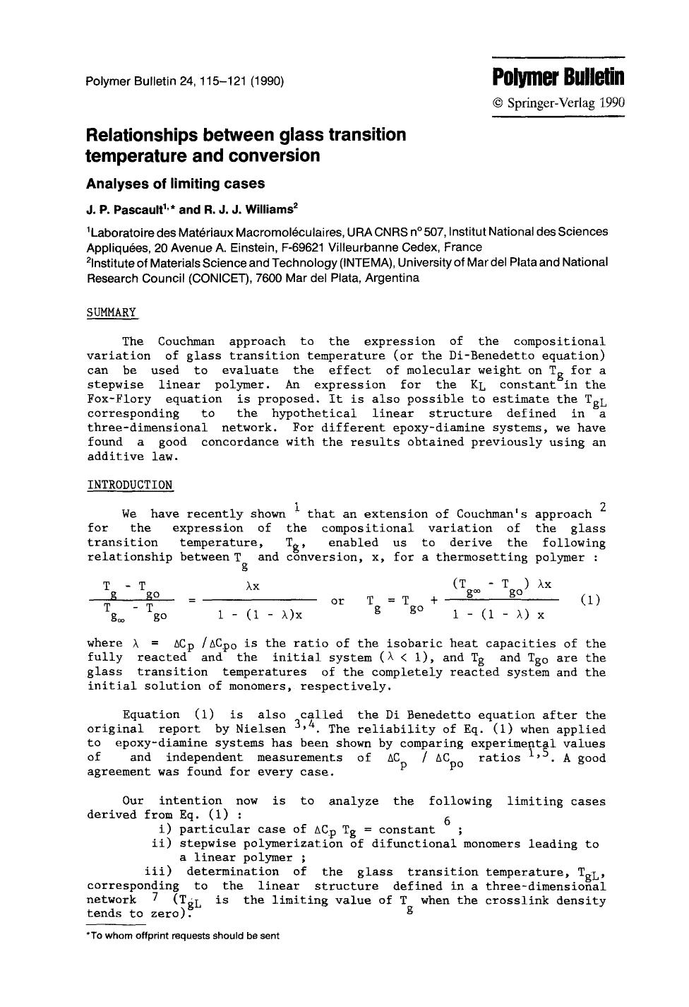 Relationships between glass transition temperature and conversion by Unknown