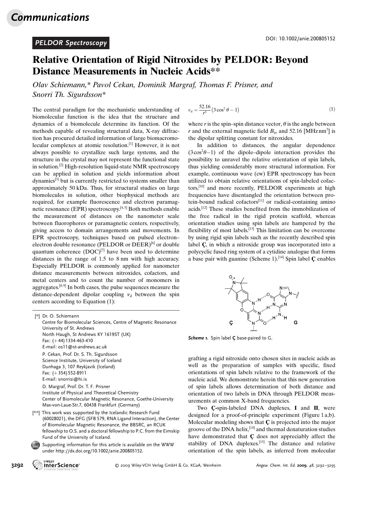 Relative Orientation of Rigid Nitroxides by PELDOR: Beyond Distance Measurements in Nucleic Acids by Unknown