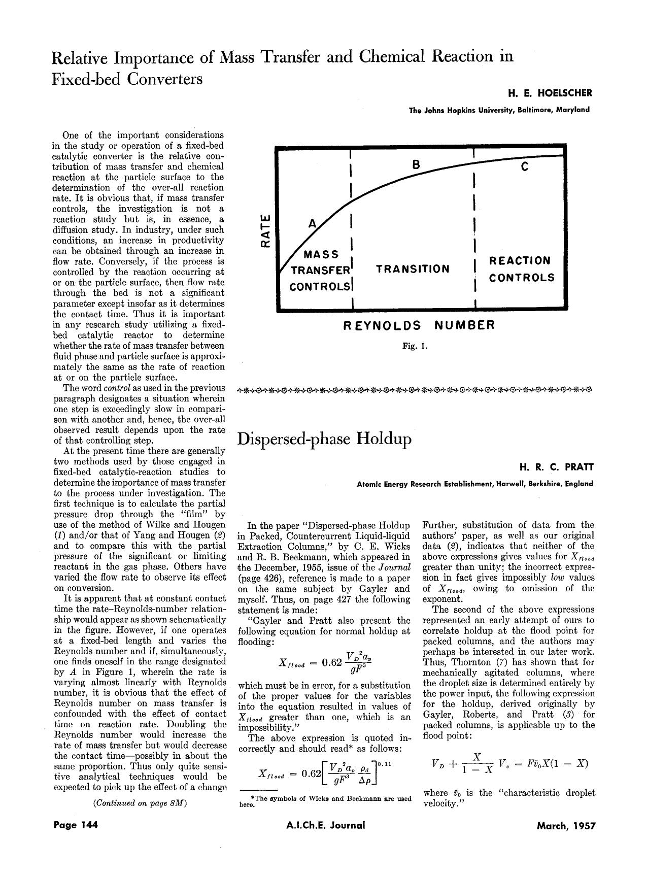 Relative importance of mass transfer and chemical reaction in fixed-bed converters by Unknown