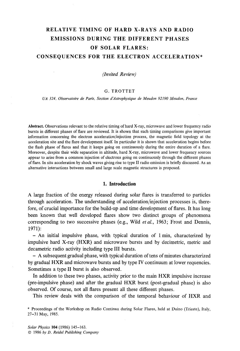Relative timing of hard X-rays and radio emissions during the different phases of solar flares: Consequences for the electron acceleration by Unknown