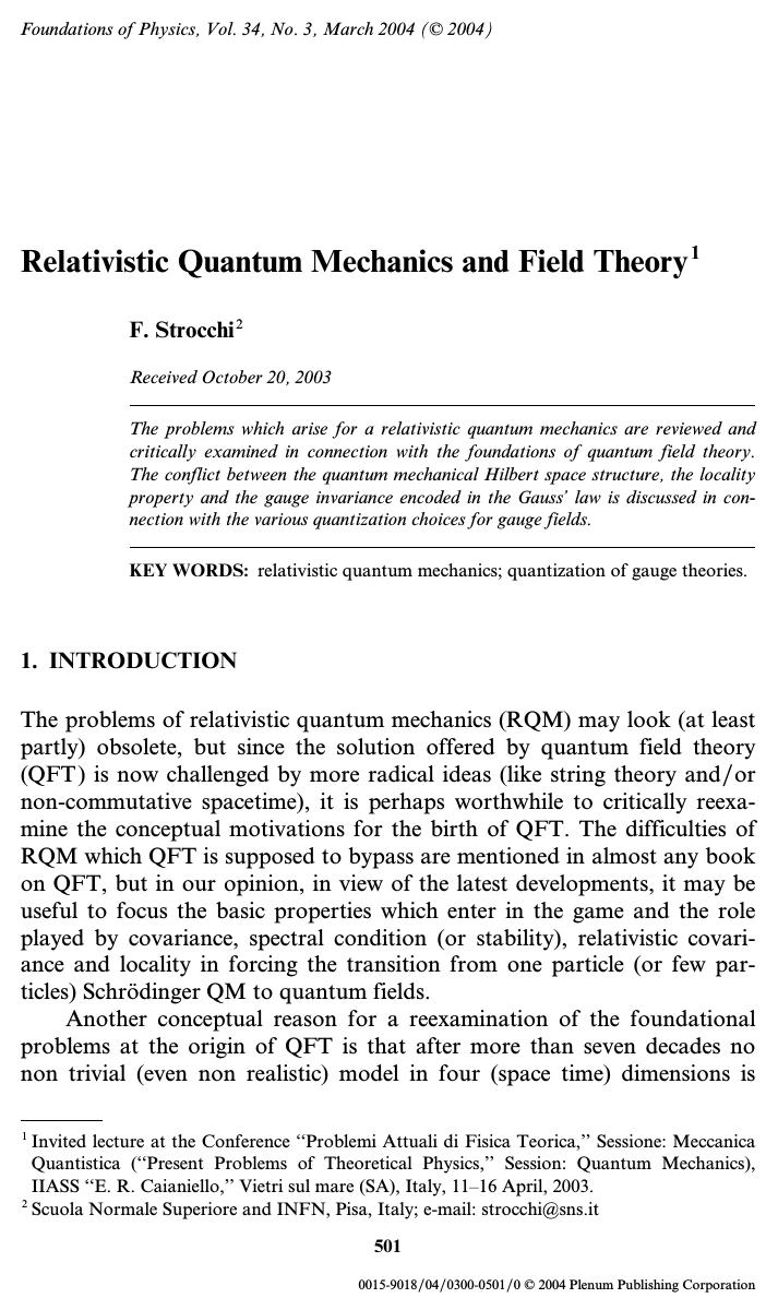 Relativistic Quantum Mechanics and Field Theory by Unknown
