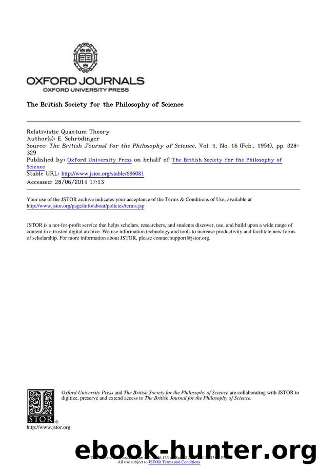 Relativistic Quantum Theory by Relativistic Quantum Theory (1954)