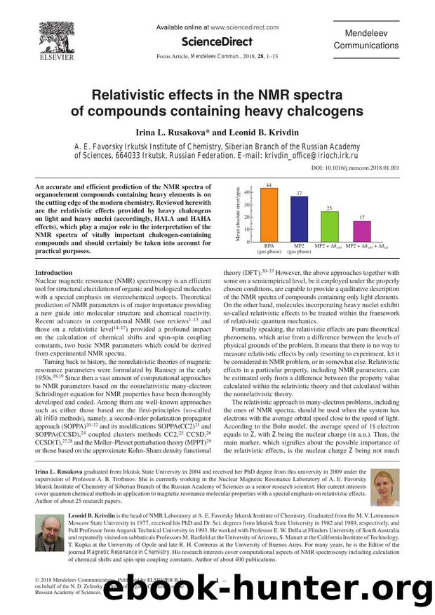 Relativistic effects in the NMR spectra of compounds containing heavy chalcogens by Irina L. Rusakova & Leonid B. Krivdin