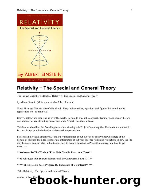 Relativity - The Special and General Theory by Albert Einstein