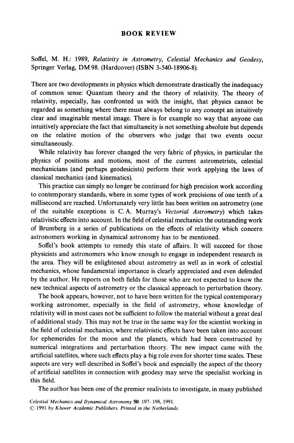 Relativity in astrometry, Celestial mechanics and geodesy by Unknown