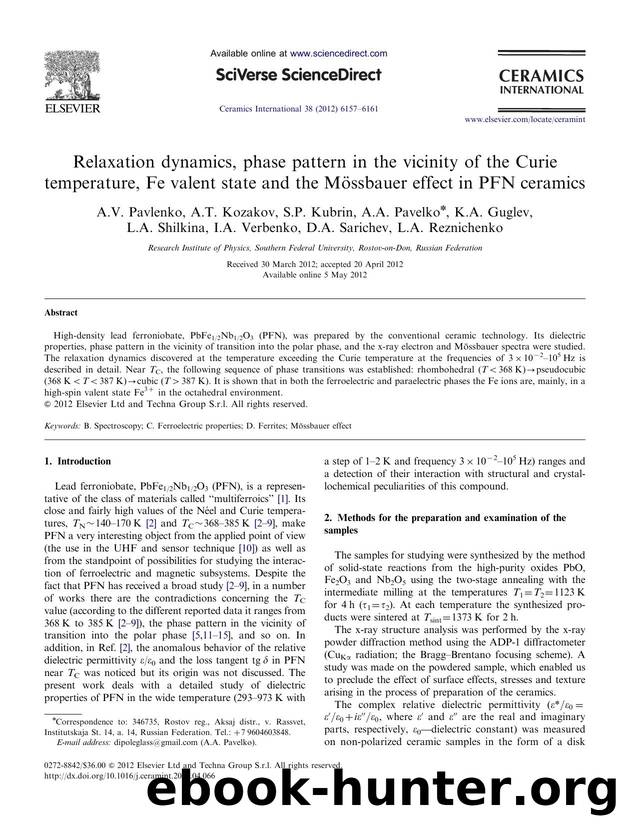 Relaxation dynamics, phase pattern in the vicinity of the Curie temperature, Fe valent state and the MÃ¶ssbauer effect in PFN ceramics by unknow