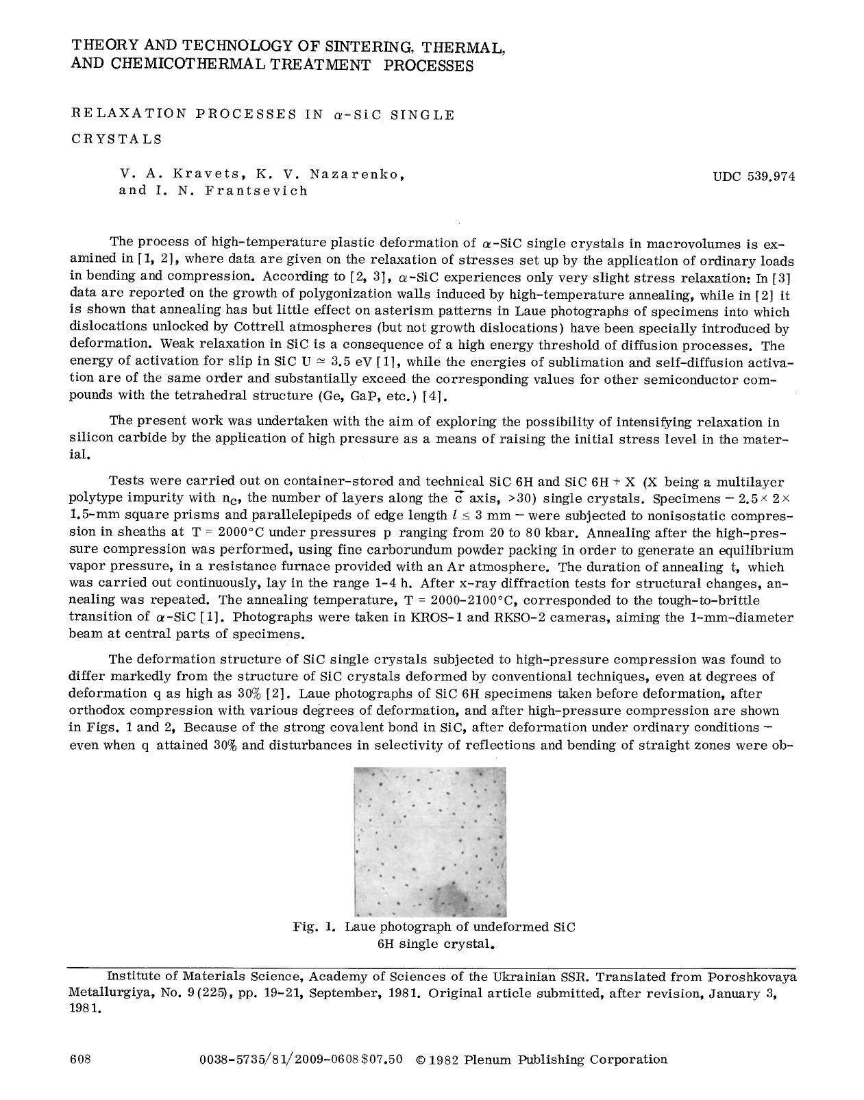 Relaxation processes in α-SiC single crystals by Unknown