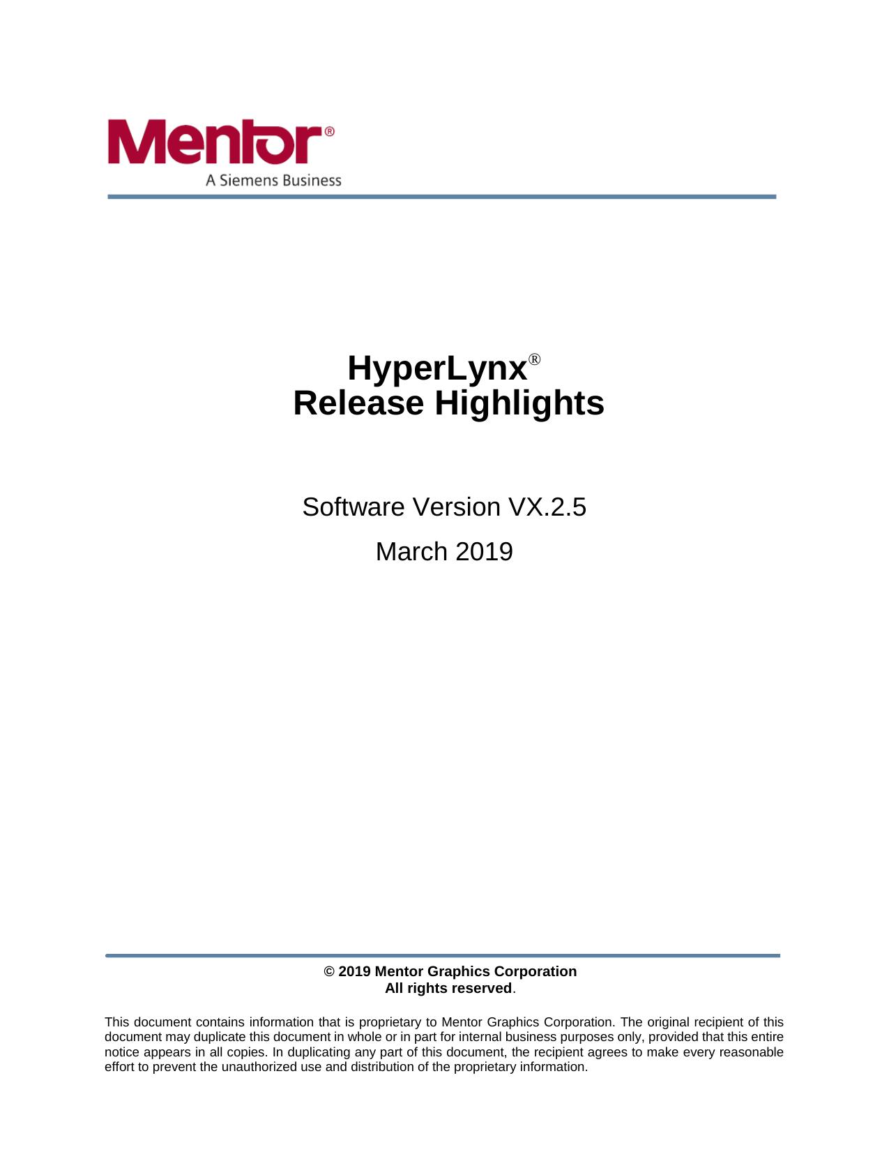 Release Highlights by Mentor - A Siemens Business