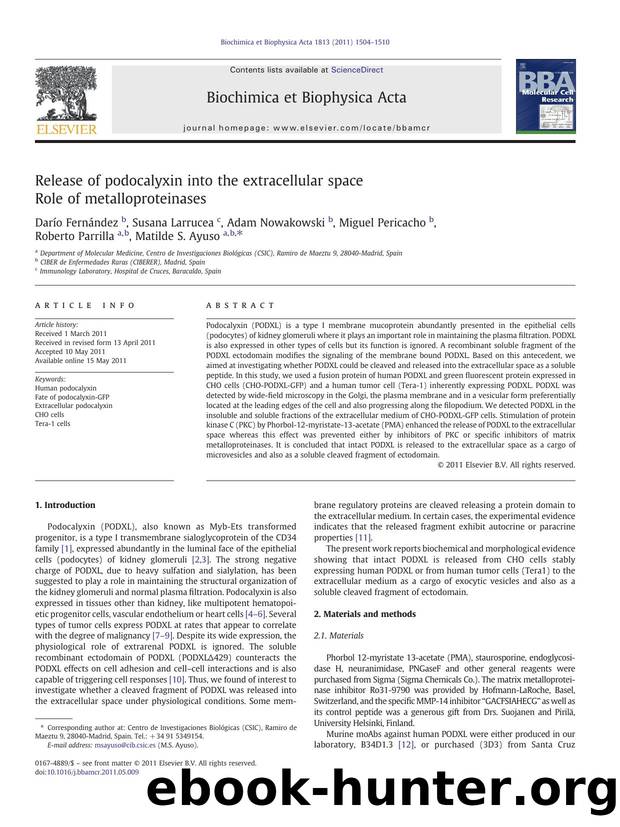Release of podocalyxin into the extracellular space by unknow