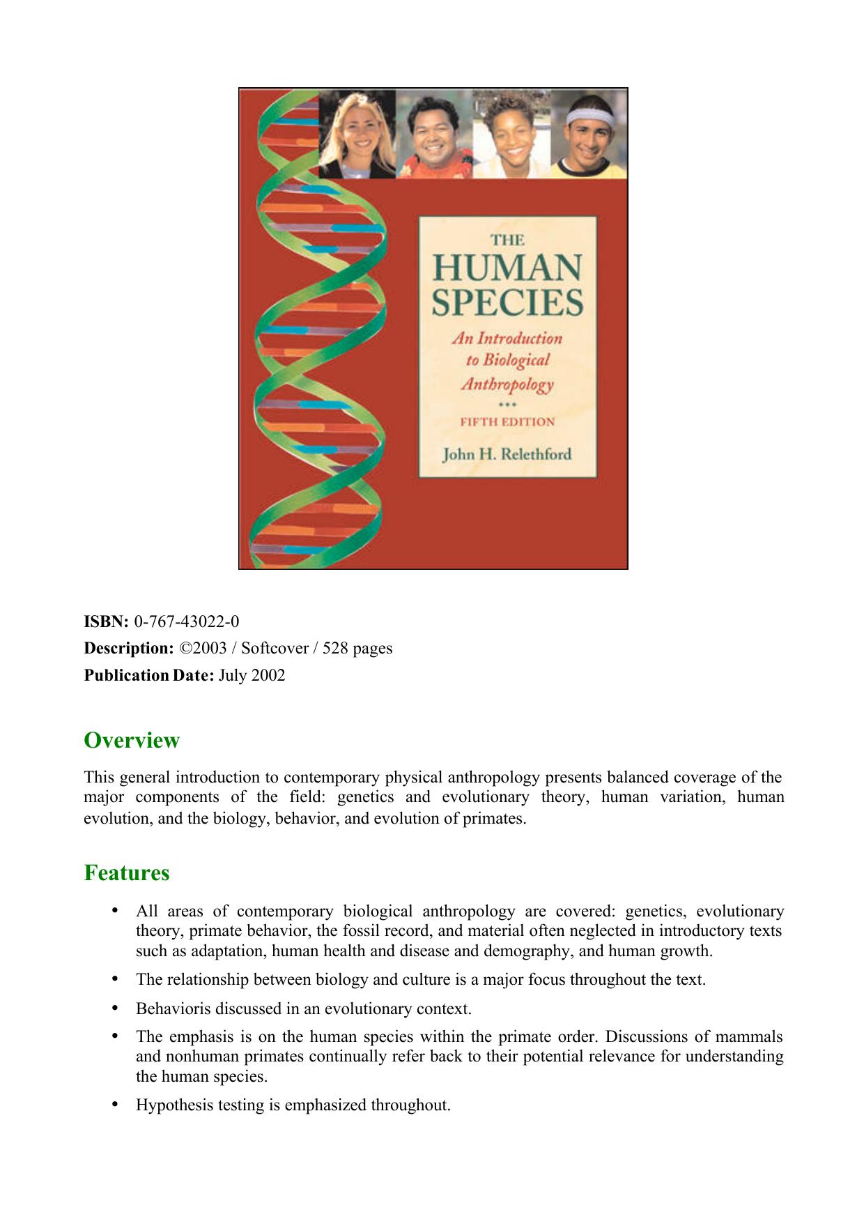 Relethford J. The Human Species[c] An Introduction To Biological Anthropology (2003)(6-th)(en)(528s) by Unknown