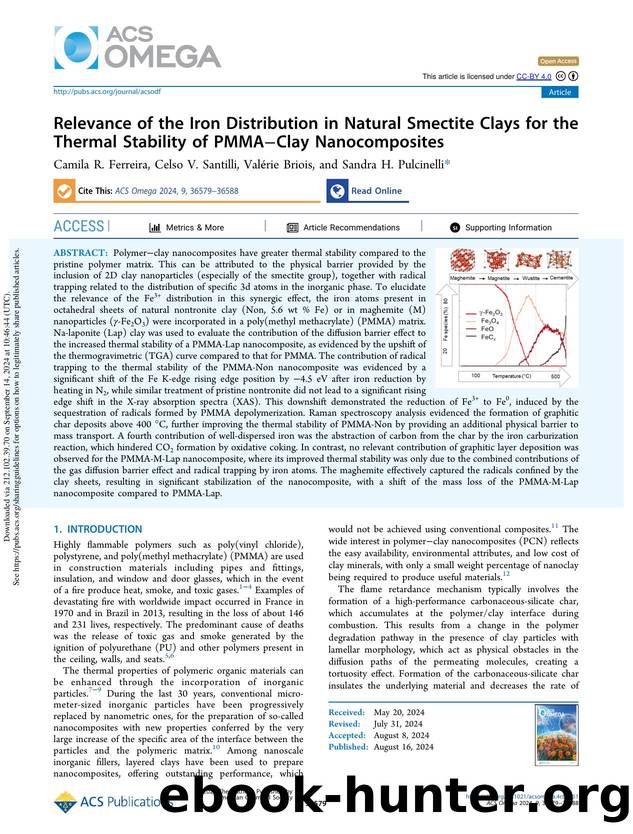Relevance of the Iron Distribution in Natural Smectite Clays for the Thermal Stability of PMMAâClay Nanocomposites by Camila R. Ferreira Celso V. Santilli Valérie Briois & Sandra H. Pulcinelli