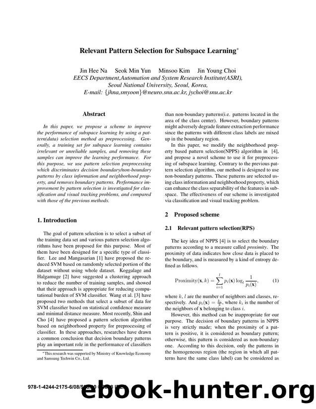 Relevant Pattern Selection for Subspace Learning* by 