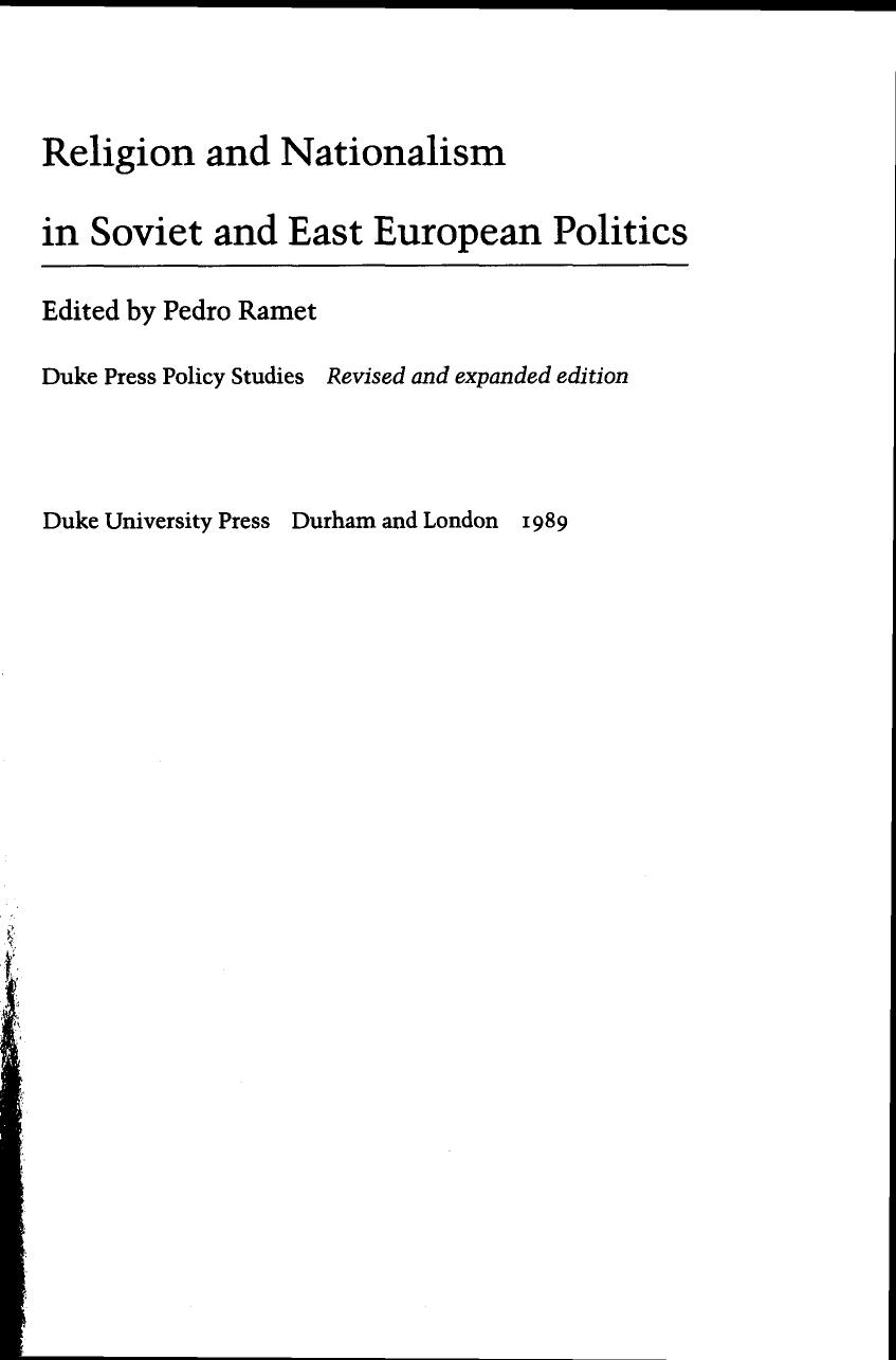Religion and Nationalism in Soviet and East European Politics by Pedro Ramet (ed.)