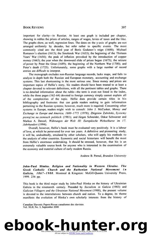Religion and Nationality in Western Ukraine. The Greek Catholic Church and the Ruthenian National Movement in Galicia, 1867-1900 by John-Paul Himka by Religion & Nationality in Western Ukraine