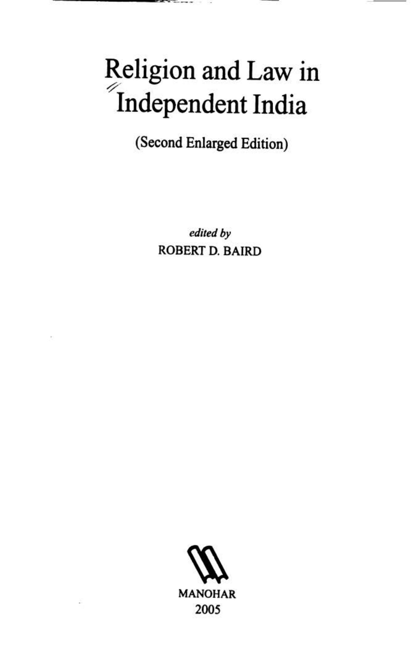 Religion and law in independent India by Robert D. Baird