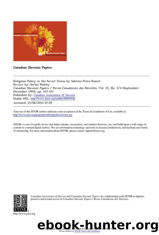 Religious Policy in the Soviet Union by Sabrina Petra Ramet by Religious Policy in the Soviet Union